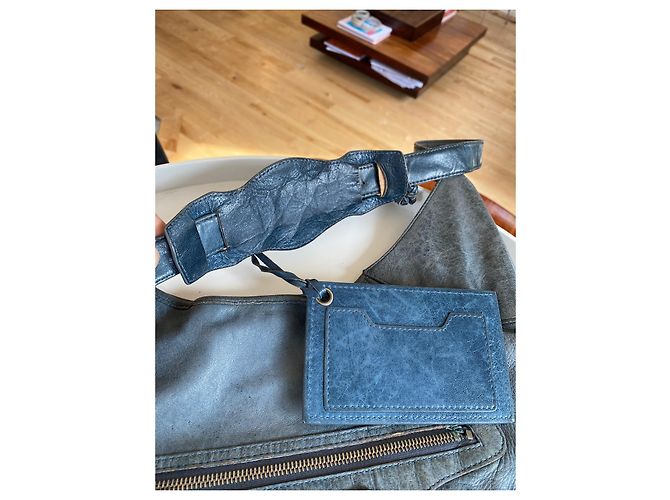 Borsa Balenciaga in pelle blu grigio - vista 5