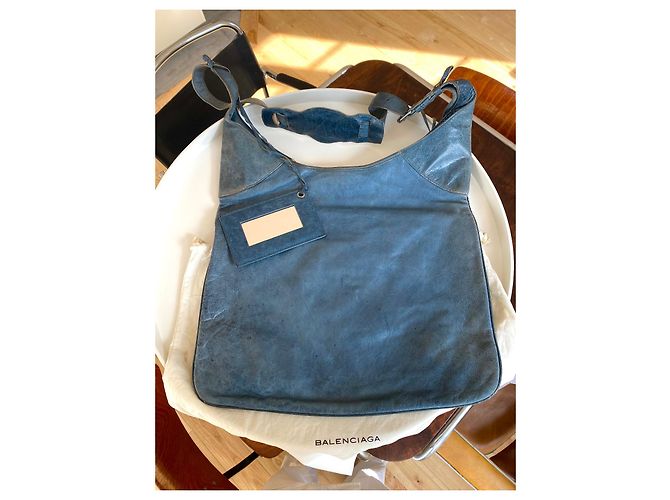 Borsa Balenciaga in pelle blu grigio - vista 6