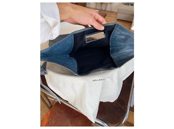 Borsa Balenciaga in pelle blu grigio - vista 7