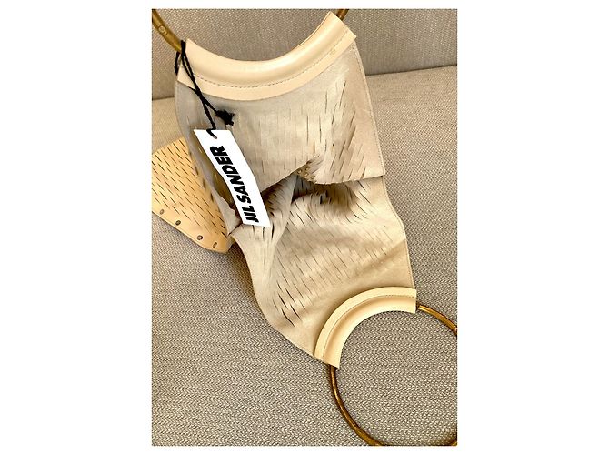 Borsa Jil Sander in pelle beige - vista 6