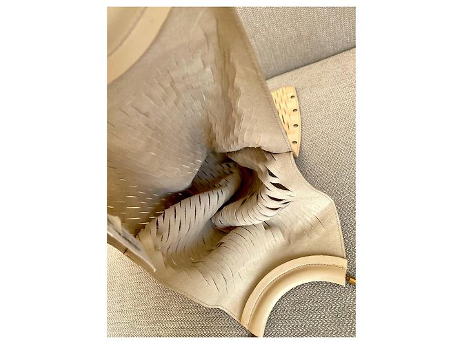Borsa Jil Sander in pelle beige - vista 7