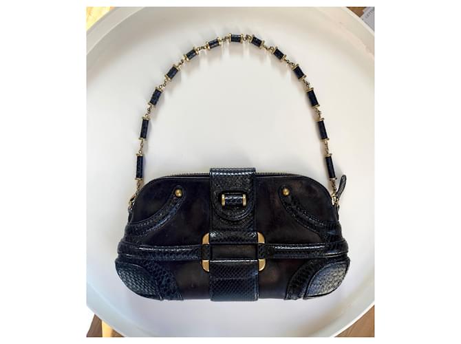 Bolso Baguette Python Alexander Mcqueen Negro - vista 2