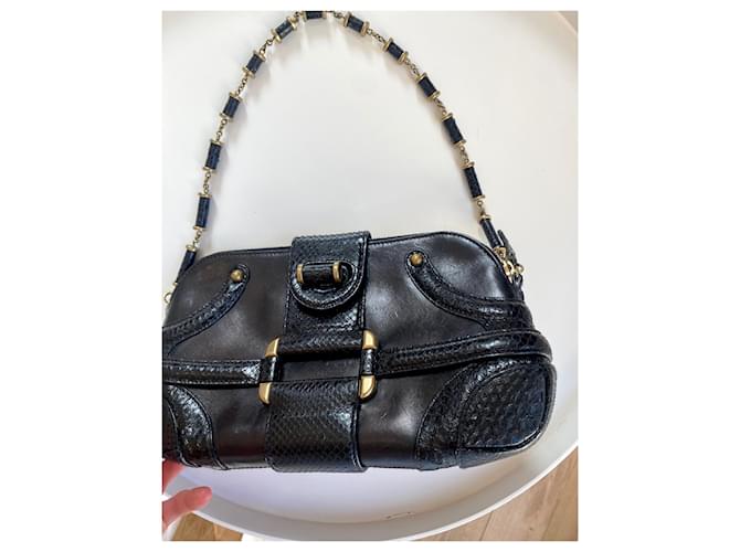 Bolso Baguette Python Alexander Mcqueen Negro - vista 3