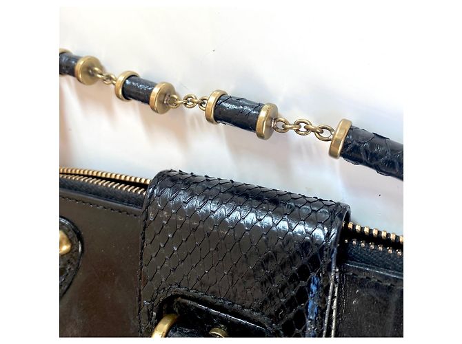 Bolso Baguette Python Alexander Mcqueen Negro - vista 6