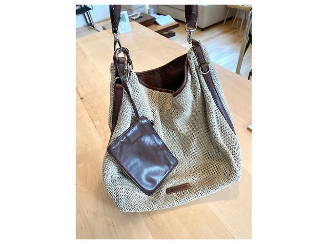 Bolsa Jil Sander de lona bege acolchoada com interior em couro marrom - vista 2