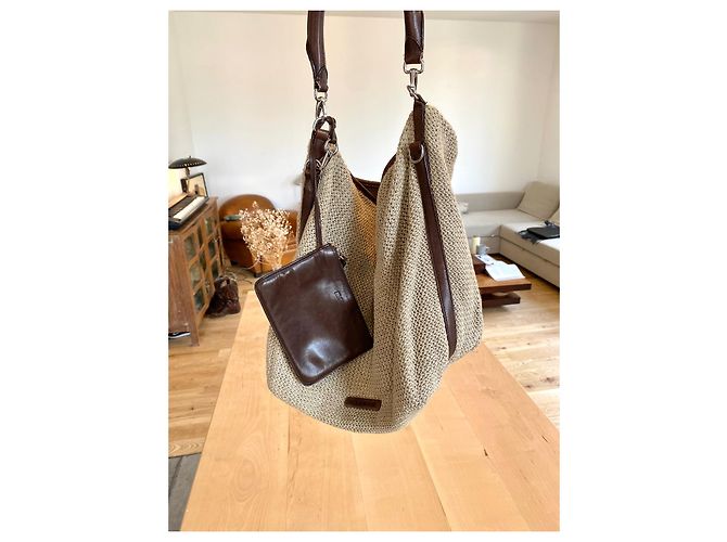 Bolsa Jil Sander de lona bege acolchoada com interior em couro marrom - vista 3