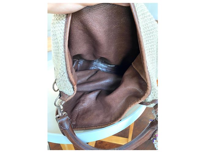 Bolsa Jil Sander de lona bege acolchoada com interior em couro marrom - vista 6