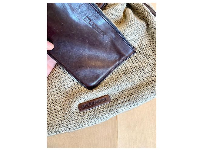 Bolsa Jil Sander de lona bege acolchoada com interior em couro marrom - vista 8