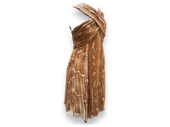 Christian Dior Seidenkleid mit Python Print Braun - Ansicht 2