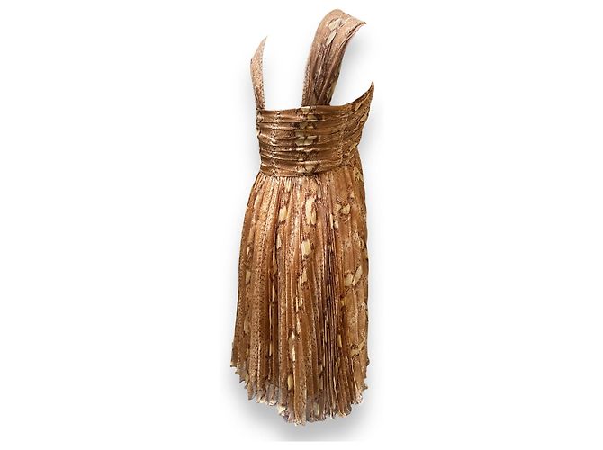 Christian Dior Seidenkleid mit Python Print Braun - Ansicht 3