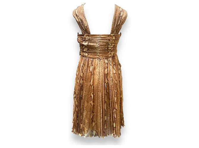 Christian Dior Seidenkleid mit Python Print Braun - Ansicht 4