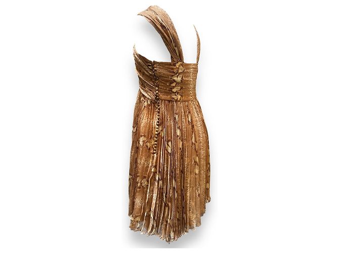 Christian Dior Seidenkleid mit Python Print Braun - Ansicht 5