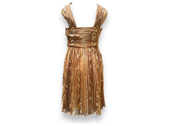 Christian Dior Seidenkleid mit Python Print Braun - Ansicht 6