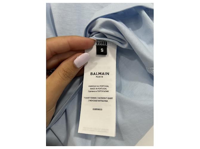 Top Balmain de algodón azul claro - vista 3