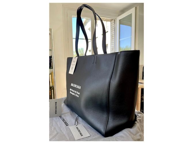 Borsa Tote Balenciaga Shanghai in Pelle Nera - vista 5