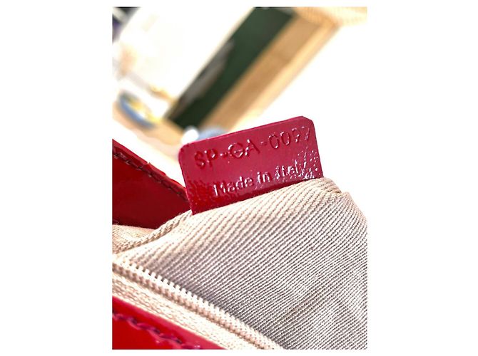 Borsa Céline Triumph Monogramma e Pelle Verniciata Rossa Rosso Beige - vista 6