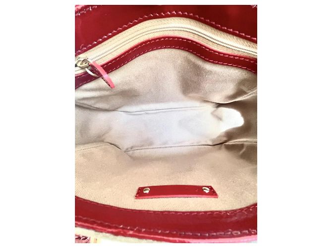 Borsa Céline Triumph Monogramma e Pelle Verniciata Rossa Rosso Beige - vista 7