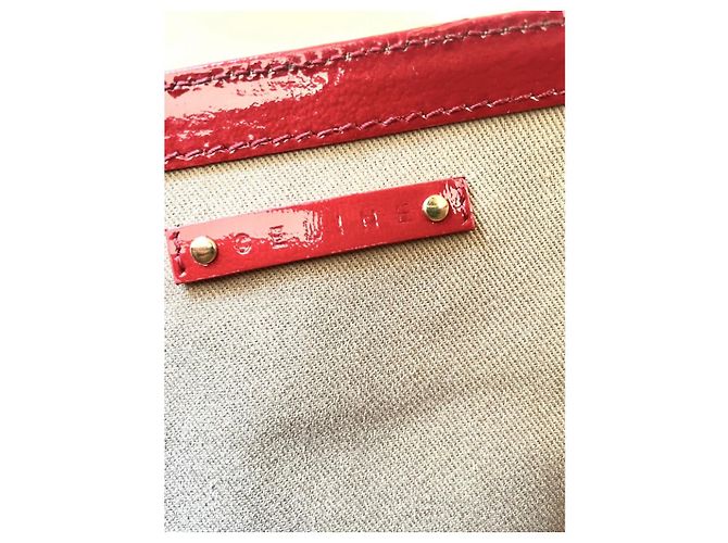 Borsa Céline Triumph Monogramma e Pelle Verniciata Rossa Rosso Beige - vista 9