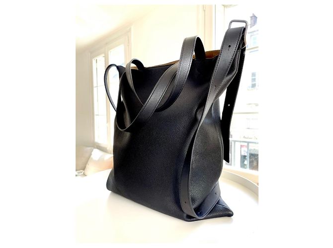 Loewe Dragon Einkaufstasche aus schwarzem genarbtem Leder - Ansicht 5