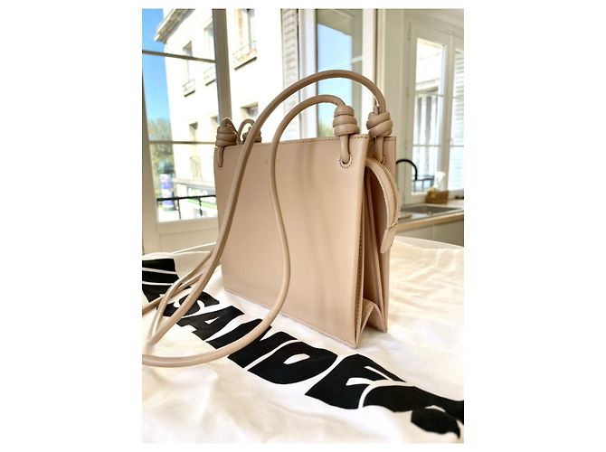 Borsa a mano Jil Sander Giro in pelle beige - vista 5