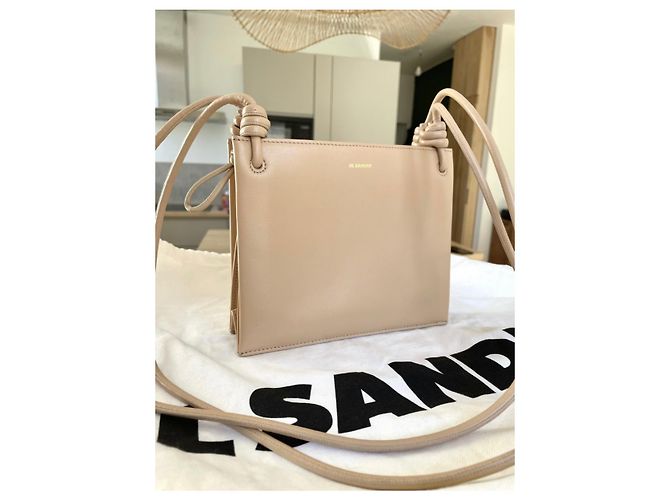 Borsa a mano Jil Sander Giro in pelle beige - vista 6