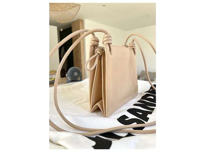Borsa a mano Jil Sander Giro in pelle beige - vista 7