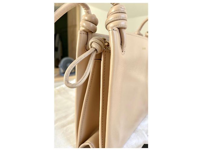 Borsa a mano Jil Sander Giro in pelle beige - vista 8
