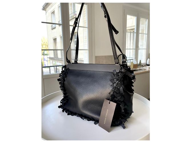 Bolso Bottega Veneta Frangia de cuero negro - vista 10