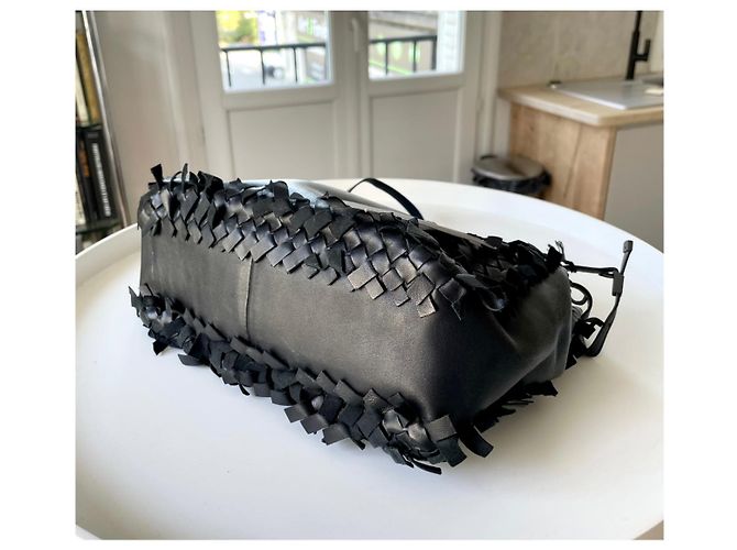 Bolso Bottega Veneta Frangia de cuero negro - vista 5