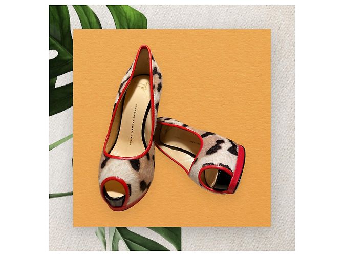 Décolleté Giuseppe Zanotti Leopardate Peep Toe 38.5 Stampa leopardo - vista 2
