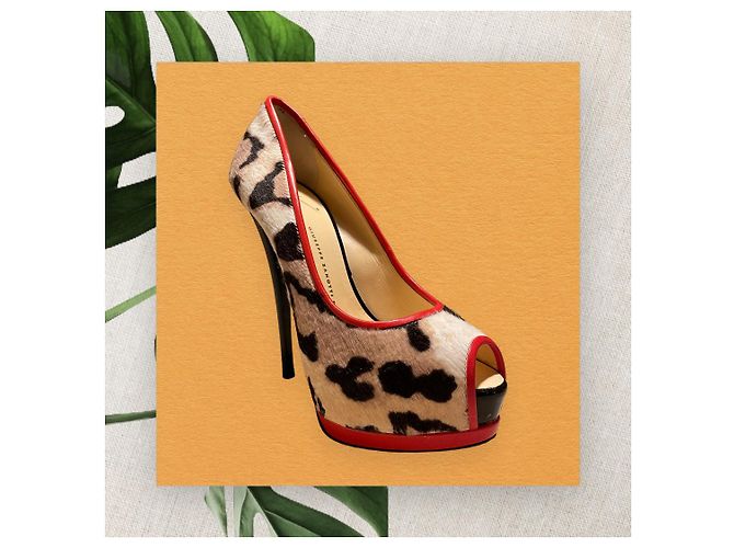 Décolleté Giuseppe Zanotti Leopardate Peep Toe 38.5 Stampa leopardo - vista 6