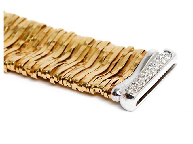 Autre Marque Bracciale Orlandini Maglia in Oro Giallo e Diamanti - vista 6