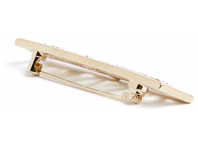 Spilla Chanel in metallo dorato con strass bianchi D'oro - vista 4