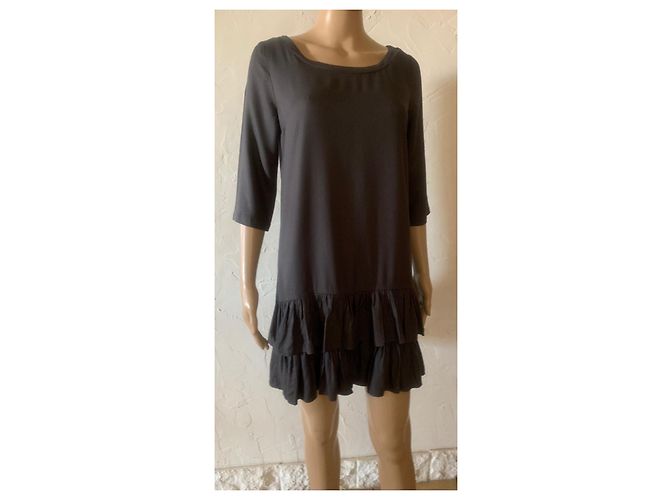 Sandro Kleid grau aus Viskose 3/4 Ärmel - Ansicht 2