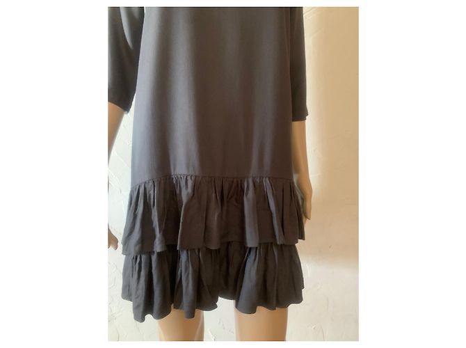 Sandro Kleid grau aus Viskose 3/4 Ärmel - Ansicht 4