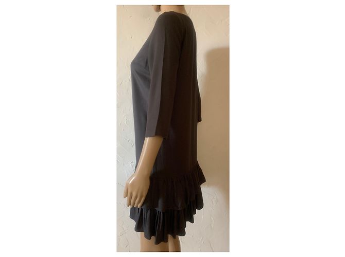 Sandro Kleid grau aus Viskose 3/4 Ärmel - Ansicht 5