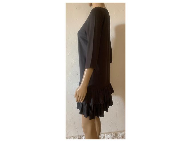 Sandro Kleid grau aus Viskose 3/4 Ärmel - Ansicht 6