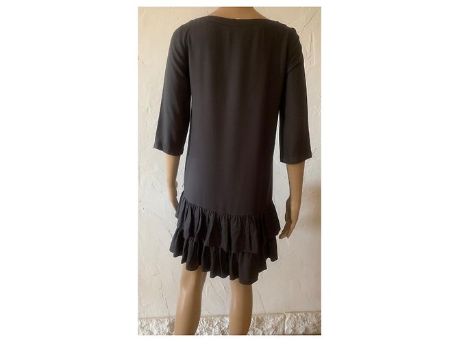 Sandro Kleid grau aus Viskose 3/4 Ärmel - Ansicht 8