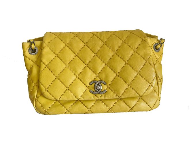 Borsa Chanel Flap in pelle gialla Giallo - vista 5