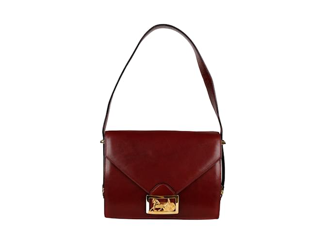 Céline Vintage Shoulder Bag Red Leather ref.1022714 Joli Closet
