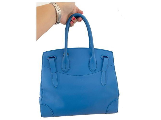 Borsa Ralph Lauren Ricky in pelle blu - vista 2