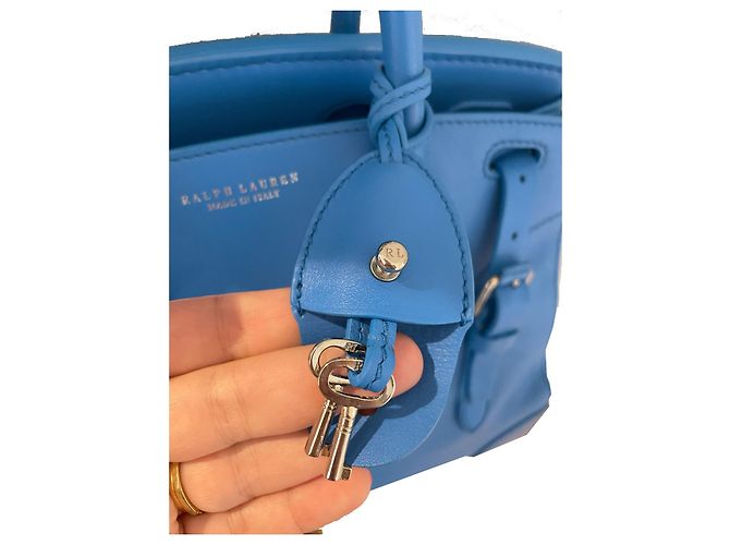 Borsa Ralph Lauren Ricky in pelle blu - vista 3