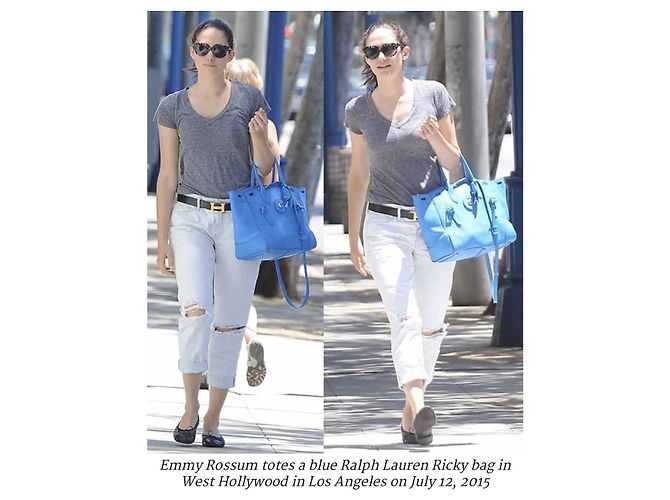 Borsa Ralph Lauren Ricky in pelle blu - vista 4