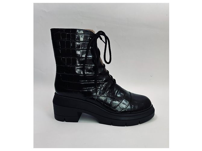 Botas Stuart Weitzman de piel de cocodrilo negras Negro - vista 2