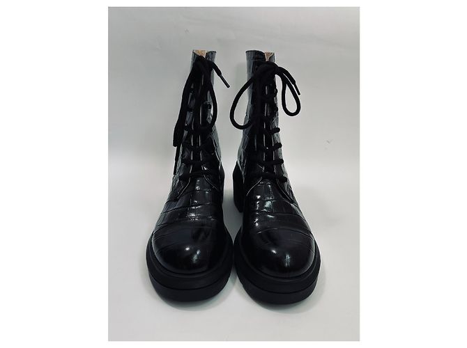 Botas Stuart Weitzman de piel de cocodrilo negras Negro - vista 3