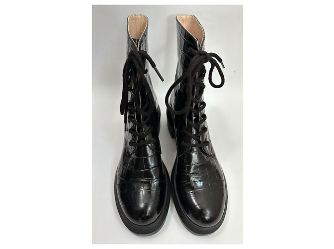 Botas Stuart Weitzman de piel de cocodrilo negras Negro - vista 4