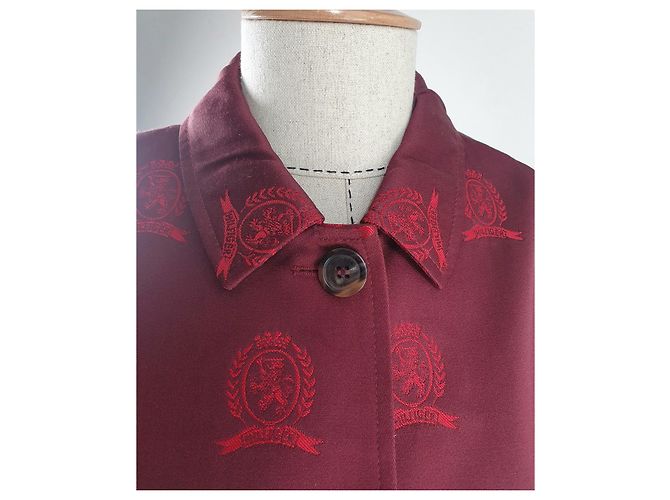 Tommy Hilfiger Giacca Lunga con Stemma Ricamato Rossa Bordò - vista 7