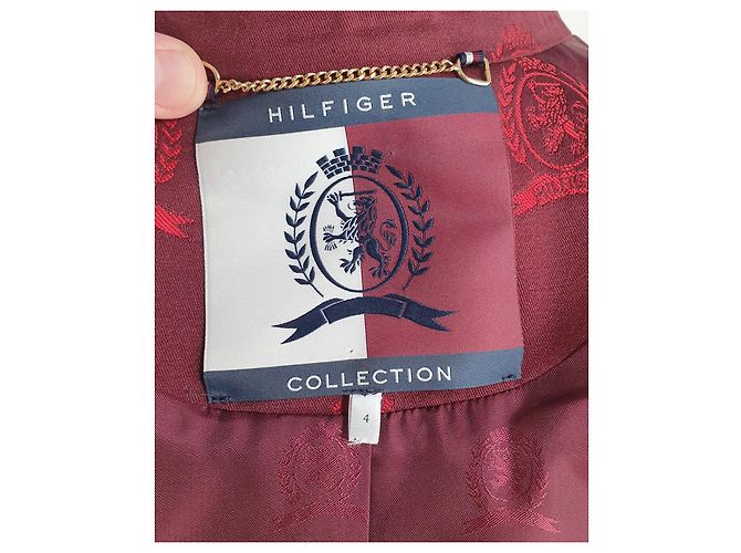 Tommy Hilfiger Giacca Lunga con Stemma Ricamato Rossa Bordò - vista 9
