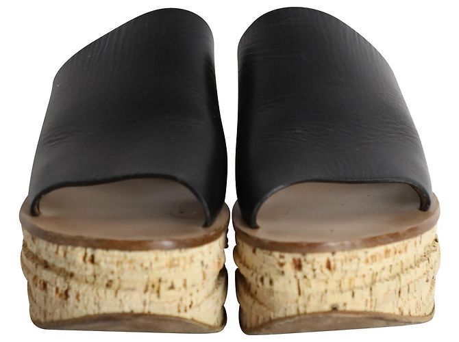 Sandali con zeppa Chloé Camille in pelle nera - vista 2