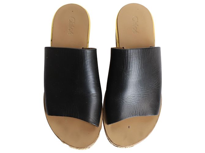 Sandali con zeppa Chloé Camille in pelle nera - vista 5